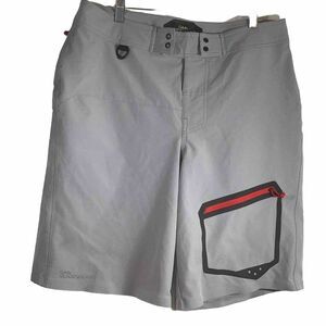 Cabela's Guidewear UPF 50 Repel Gray Red Swim Trunk Board Shorts Mens Medium 34